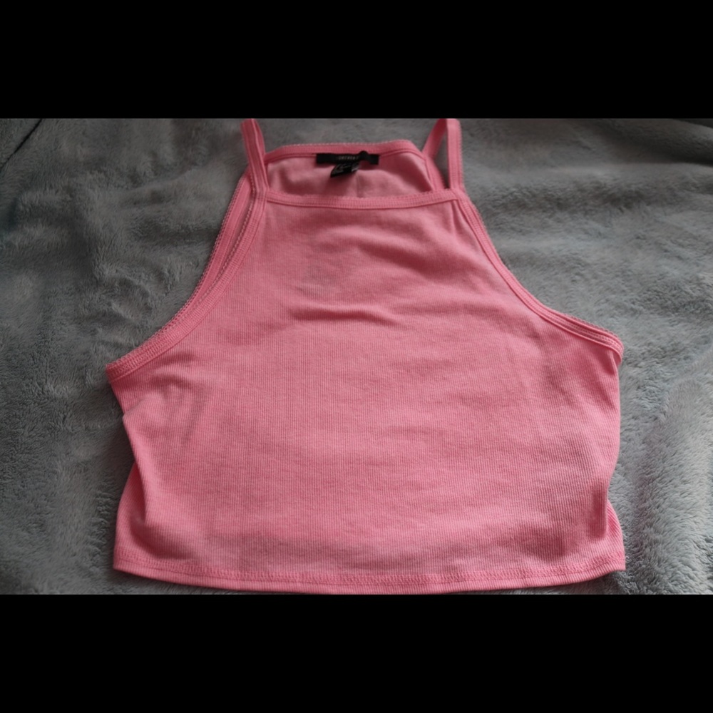 Bright Pink High Neck Crop Top